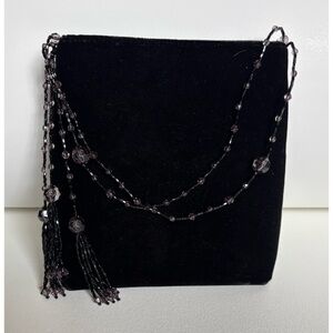 Vintage La Regale Black Velvet Mini Bag with Beaded Tassels